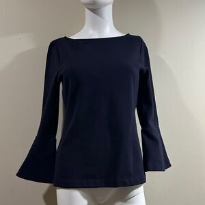 Loft Size Small Woman’s Navy Blue Bell Sleeve Top